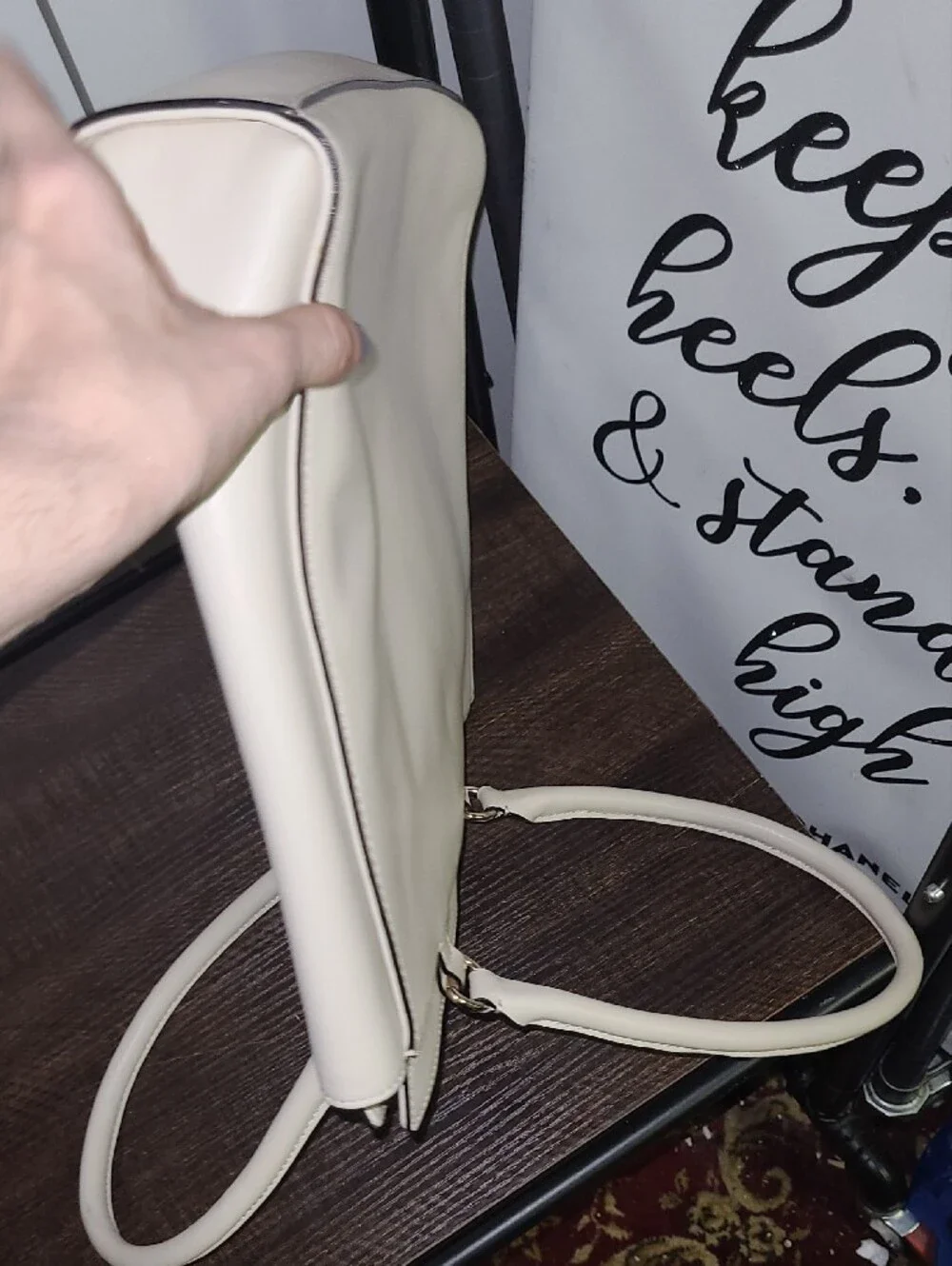 kate spade Cream Leather Tote with Bow Accent